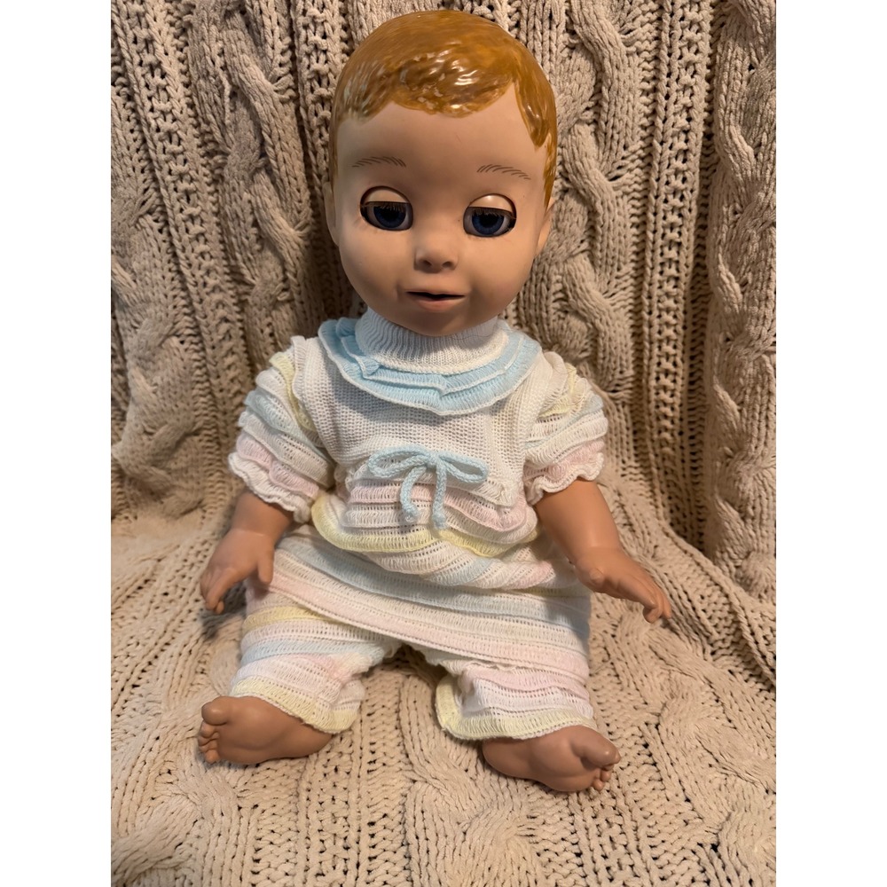 Hasbro  Luvabella Interactive Doll Blonde Hair Blue Eyes Works 2pc Knit Outfit